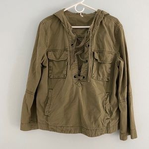 Free People women’s Safari Pullover Jacket Lace Up Hooded Jacket